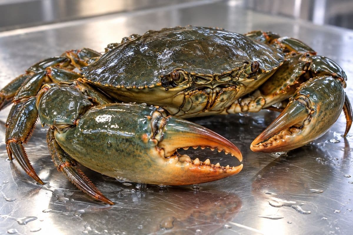 Close-up of a premium resort-grade mud crab